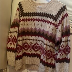 Old Navy Fair Isle Sweater - Cream, Burgundy, and Brown